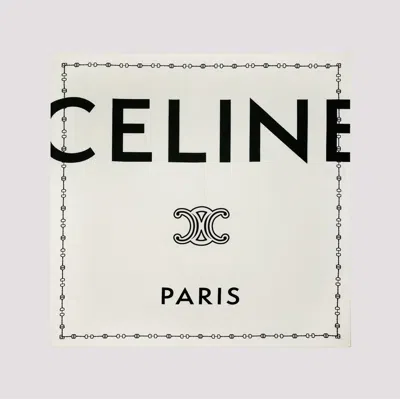 Celine Square Silk Scarf 90cm X 90cm In White