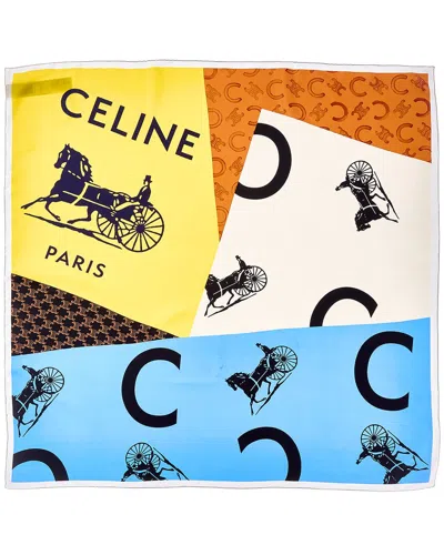 Celine Square Silk Scarf In Black