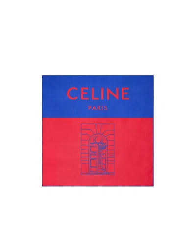 Celine Square Silk Scarf In Red