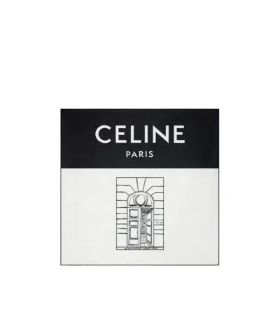 Celine Square Silk Scarf In White