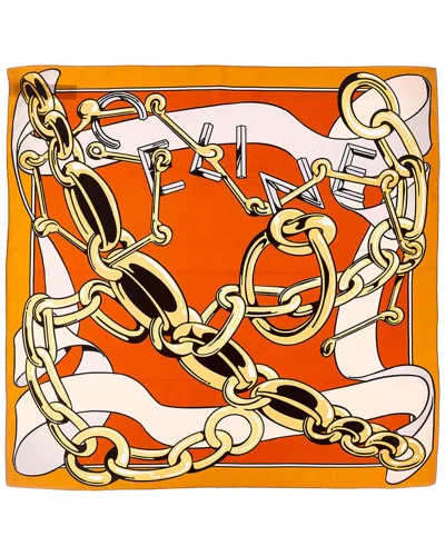 Celine Square Silk Scarf In Orange