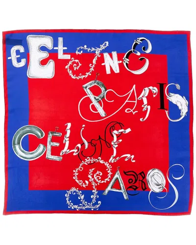 Celine Square Silk Scarf In Red