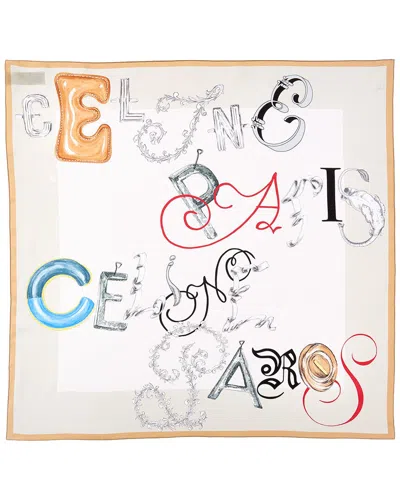 Celine Square Silk Scarf In White