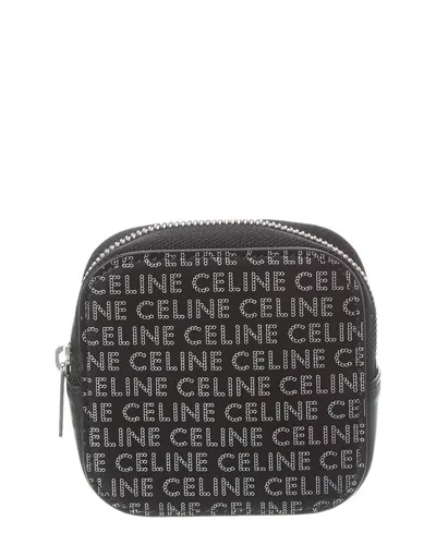 Celine Squared Leather Coin Purse In Black
