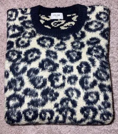 Pre-owned Celine Ss20  Leopard Cropped Shaggy Sweater 2020 Knit Hedi S In Sand