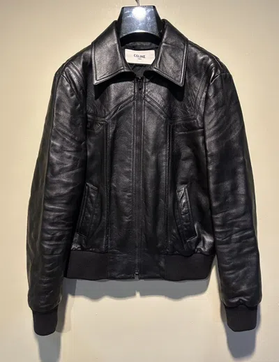 Pre-owned Celine Ss20 Leather Western Blouson In Black