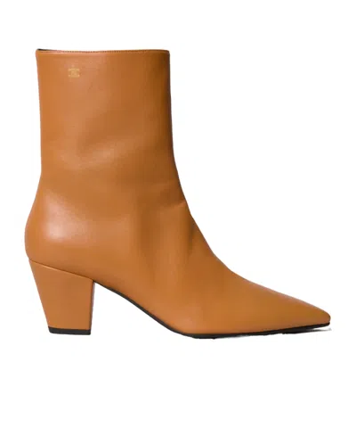 Celine Stage Fitted Boot In Lambskin In Orange