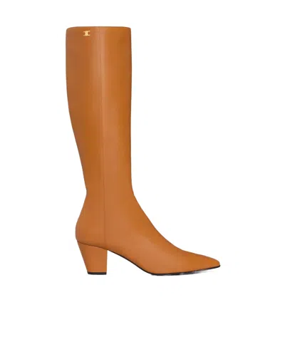 Celine Stage - High Boot In Lambskin In Brown