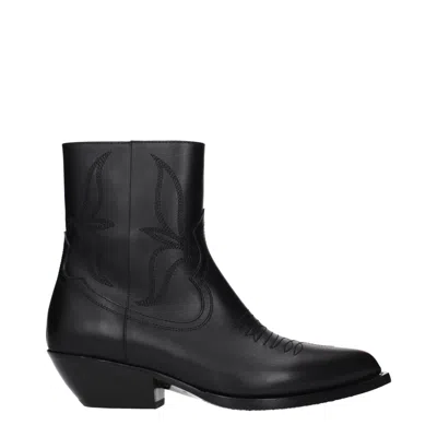 Celine Stivaletti Leon Donna Pelle Nero In Black