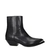 Celine Men Leon Zipped Boot With Metal Toe In Shiny Calfskin In Black