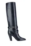 Celine Knee-length Wilters Leather Boots With Ankle Strap 10cm In 38no