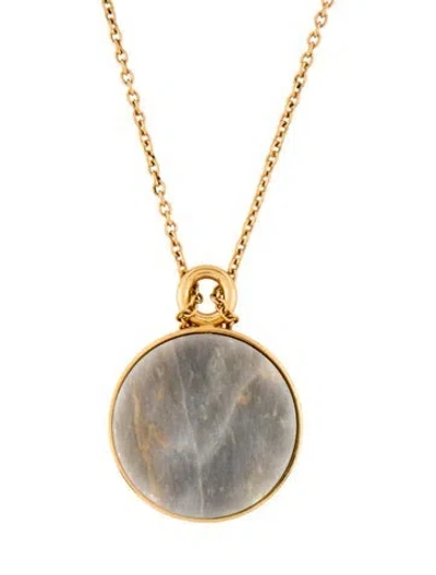 Pre-owned Celine Stone Pendant Necklace, 26" In Neutrals