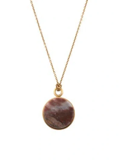 Pre-owned Celine Stone Pendant Necklace, 27" In Multicolor