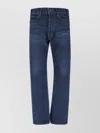 Celine Straight Leg Trousers Contrast Stitching In Blue