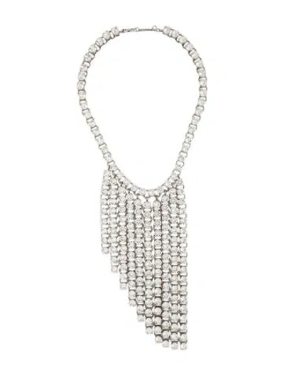 Pre-owned Celine Strass Fringes Necklace, 21" In Transparent