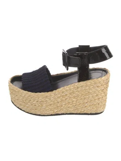 Pre-owned Celine Straw Colorblock Pattern Slingback Pumps