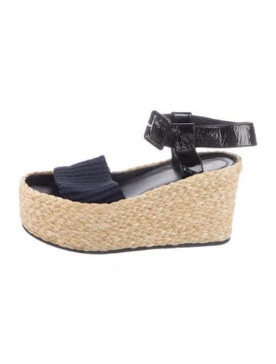 Pre-owned Celine Straw Sandals In Black