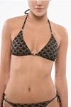 Celine Stretch Fabric Triangle Bikini Top With All-over Logo