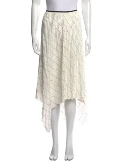 Pre-owned Celine Stripe Midi Length Skirt In White