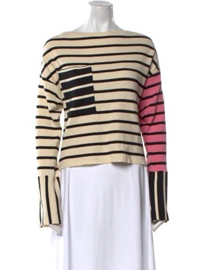 Pre-owned Celine Striped Bateau Neckline Sweater