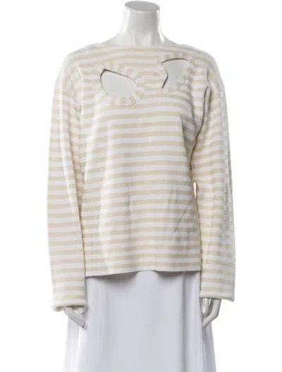 Pre-owned Celine Striped Bateau Neckline Sweater In Neutral
