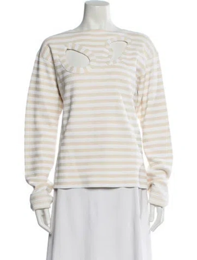Pre-owned Celine Striped Bateau Neckline Sweater In Neutral