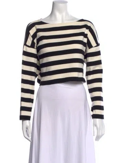Pre-owned Celine Striped Bateau Neckline Sweater In Neutrals