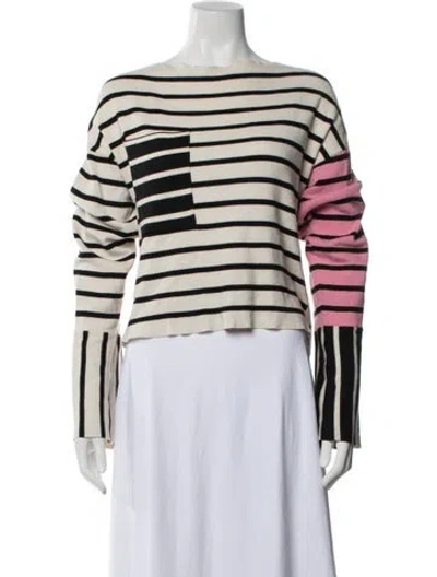 Pre-owned Celine Striped Bateau Neckline Sweater In Neutrals