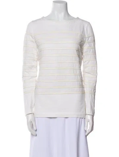 Pre-owned Celine Striped Bateau Neckline Sweatshirt In White