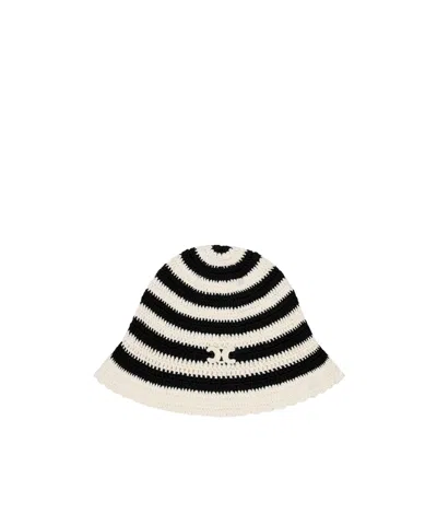 Celine Striped Bell Wool Hat In Black