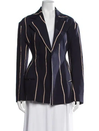 Pre-owned Celine Striped Blazer In Blue