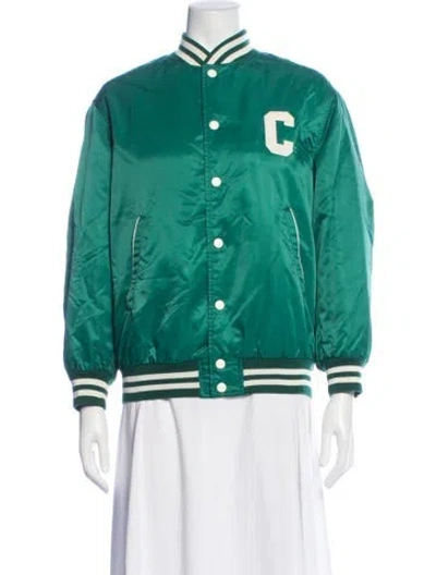 Pre-owned Celine Striped Bomber Jacket In Green