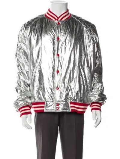 Pre-owned Celine Striped Bomber Jacket In Silver