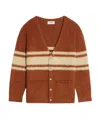 Celine Striped Brushed Cardigan In Red