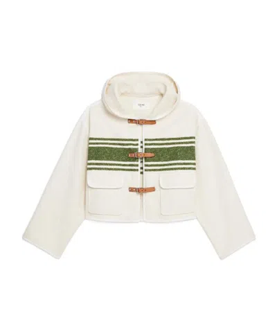 Celine Striped Buckle-fastening Hooded Jacket In White