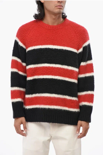 CELINE STRIPED COTTON BLEND CREW-NECK SWEATER