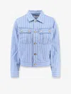 Celine Striped Cotton Jacket With Triomphe Buttons In Blue