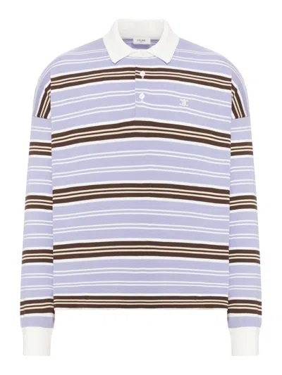 CELINE STRIPED COTTON POLO SHIRT
