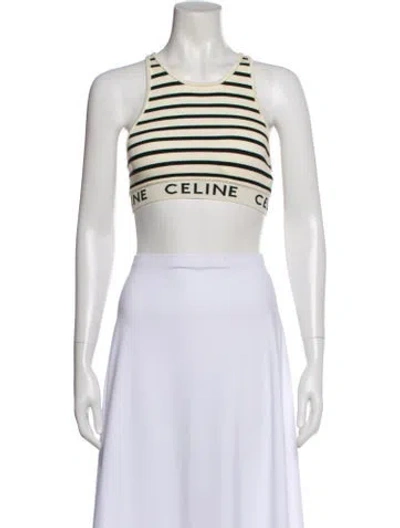 Pre-owned Celine Striped Crew Neck Sports Bra