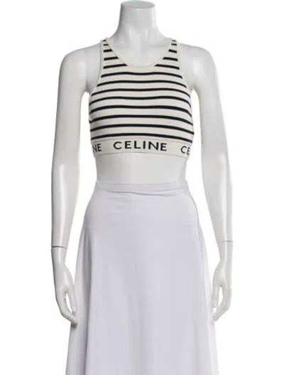 Pre-owned Celine Striped Crew Neck Sports Bra