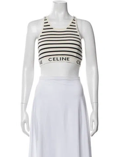 Pre-owned Celine Striped Crew Neck Sports Bra