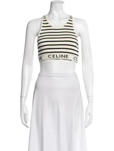 Pre-owned Celine Striped Crew Neck Sports Bra In Black/neutrals