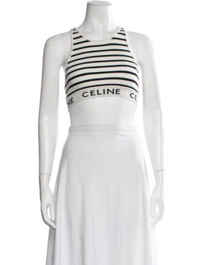 Pre-owned Celine Striped Crew Neck Sports Bra In Neutrals
