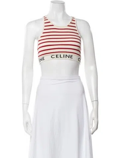 Pre-owned Celine Striped Crew Neck Sports Bra In Neutrals