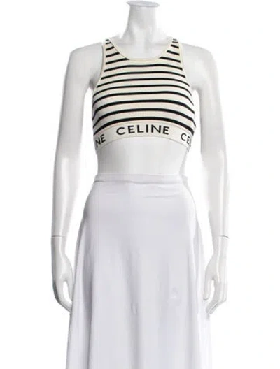 Pre-owned Celine Striped Crew Neck Sports Bra W/ Tags In Neutrals