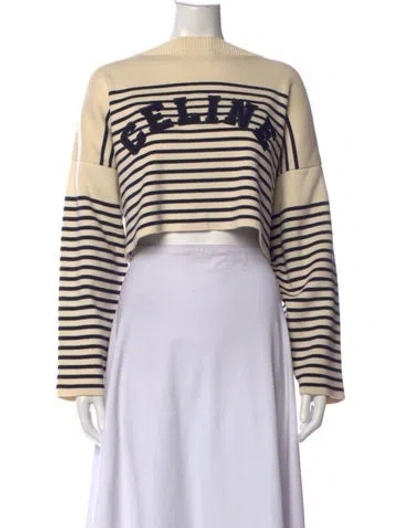 Pre-owned Celine Striped Crew Neck Sweater In Neutrals