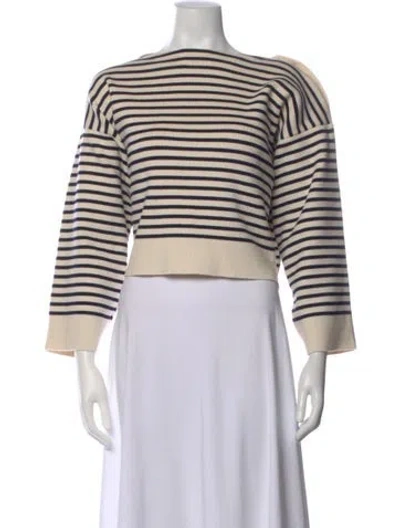 Pre-owned Celine Striped Crew Neck Sweater In Neutrals