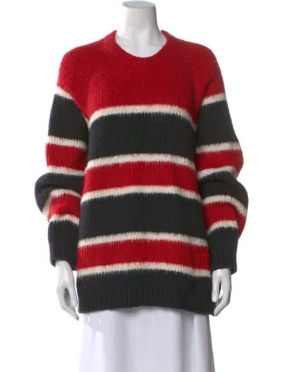 Pre-owned Celine Striped Crew Neck Sweater In Red