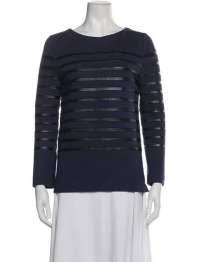 Pre-owned Celine Striped Crew Neck Top In Blue