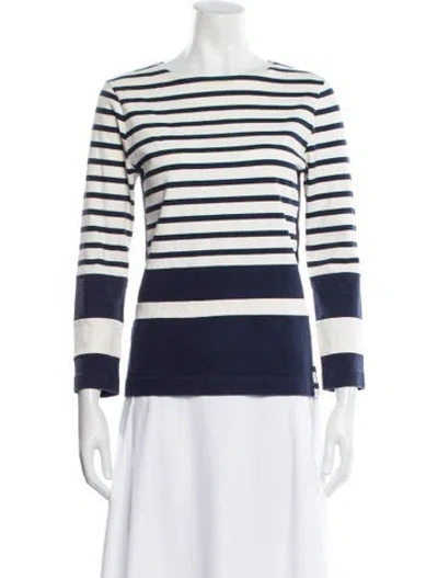 Pre-owned Celine Striped Crew Neck Top In Neutral